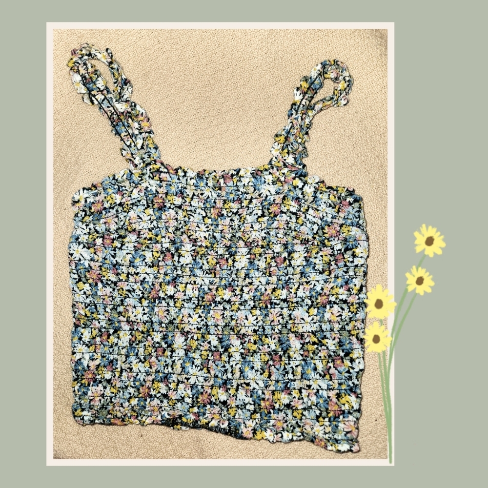 NWOT Abercrombie Rouched Navy floral tank